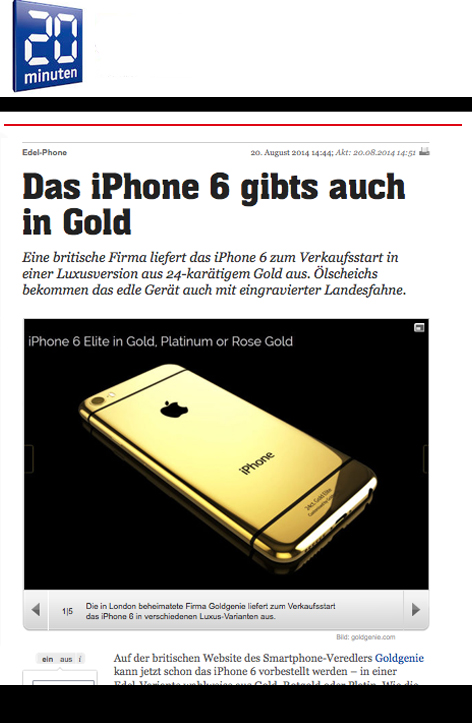 Das iPhone 6 gibts auch in Gold, 20 Minuten, 20th August 2014