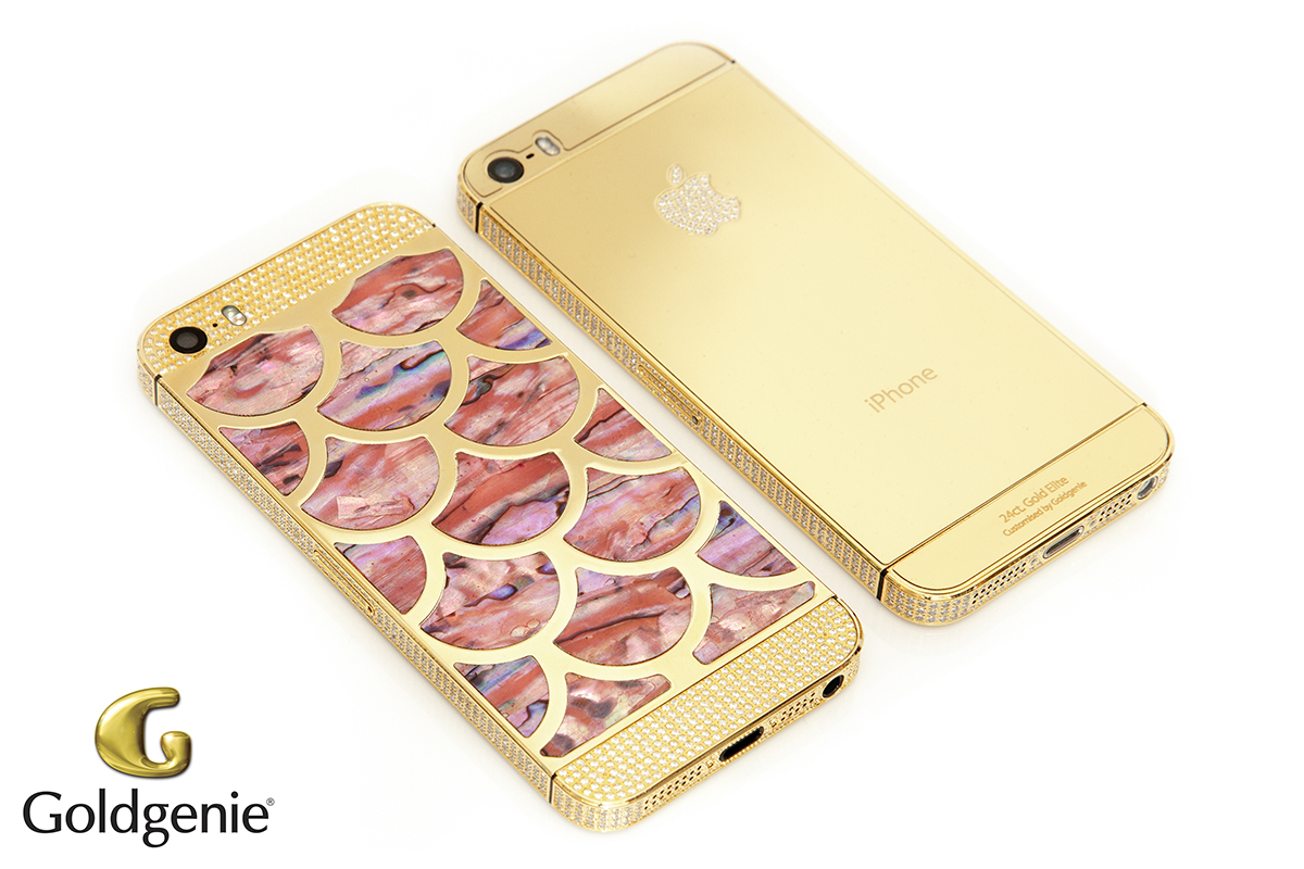 Pink Mother of Pearl, Gold & Swarovski Crystal iPhone 5S Elite